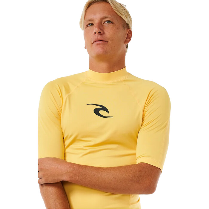 2024 Rip Curl Mnner Waves UPF Performance Kurzrmelige Lycra-Weste 142MRV - Yellow